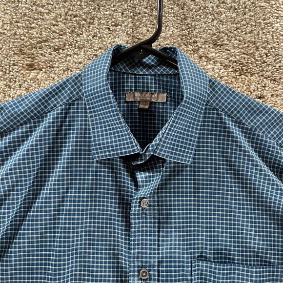 Cole Hann Shirt Mens Large Blue Check Long Sleeve Button Up Grand Series Adult - Picture 2 of 11